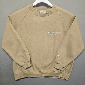 Fear of God Essentials Crewneck Sweater Moss Tan Reflective Logo Size Medium